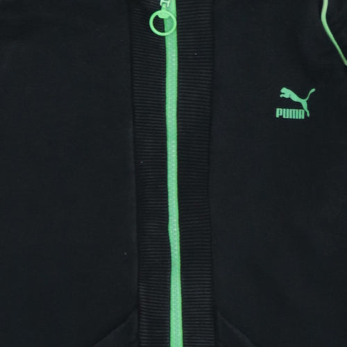 Puma Women's Black Full Zip Hoodie Size 14 with Green Trim