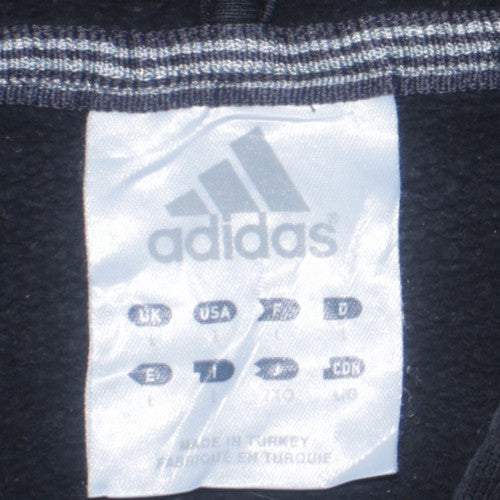 Adidas Mens Black Pullover Hoodie L Sports Fleece Sweatshirt