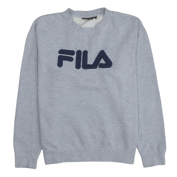 FILA Men's Grey Pullover Sweatshirt M Regular Fit Crew Neck Logo