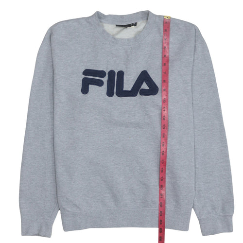 FILA Men's Grey Pullover Sweatshirt M Regular Fit Crew Neck Logo