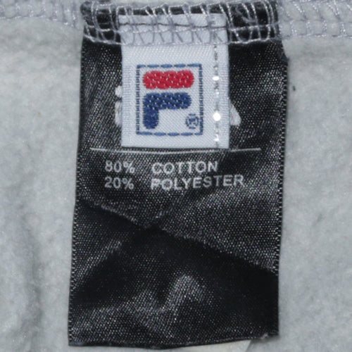 FILA Men's Grey Pullover Sweatshirt M Regular Fit Crew Neck Logo