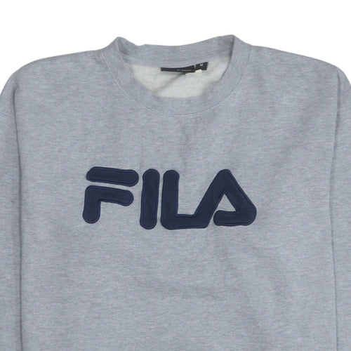 FILA Men's Grey Pullover Sweatshirt M Regular Fit Crew Neck Logo
