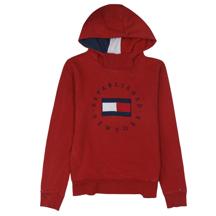 Tommy Hilfiger Boys Red Pullover Hoodie Size 16 Years Logo Graphic