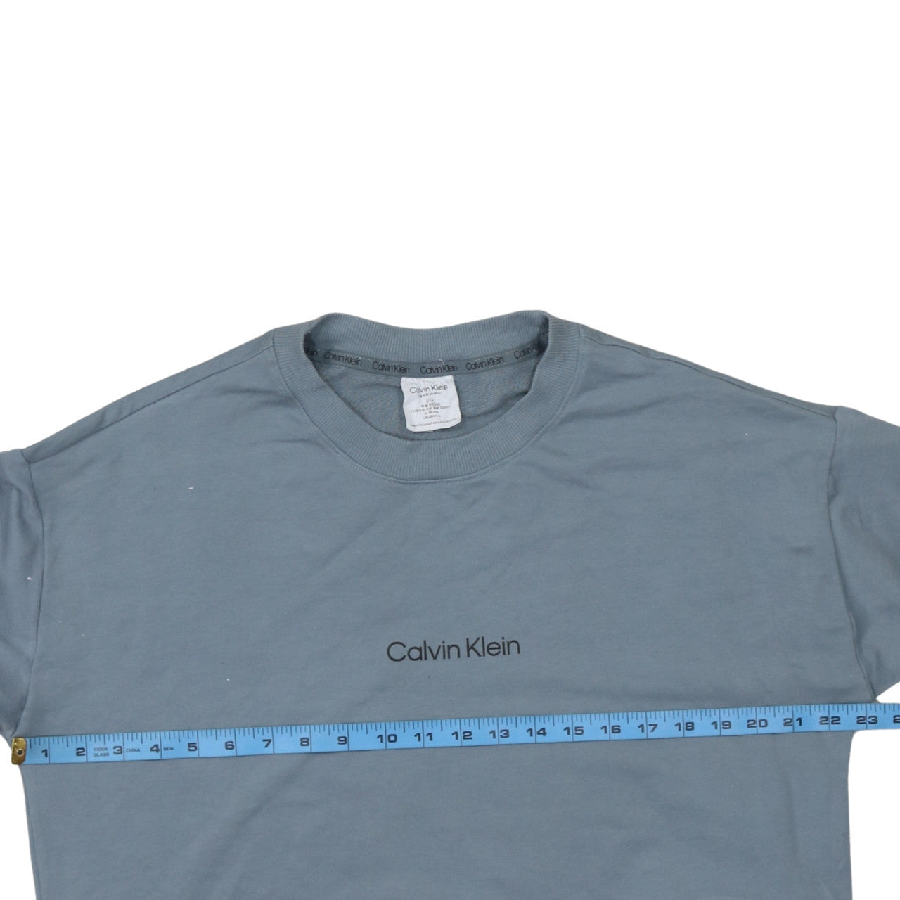 Calvin Klein Men's Blue Logo Crew Neck Cotton Sweatshirt L