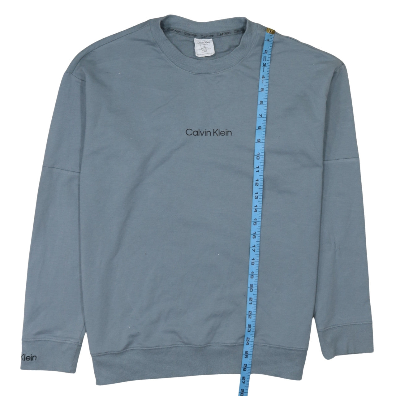 Calvin Klein Men's Blue Logo Crew Neck Cotton Sweatshirt L