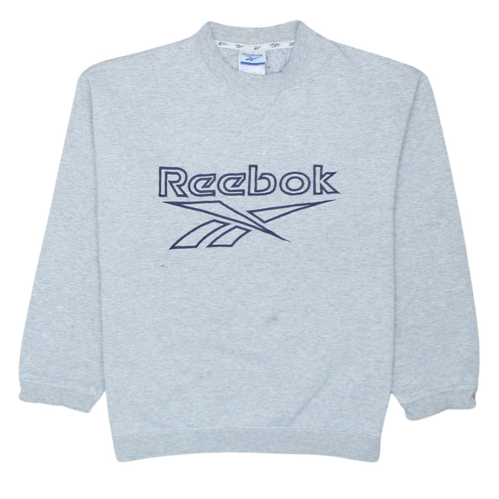 Reebok Mens Grey Pullover Sweatshirt Size S Vintage Sports Logo