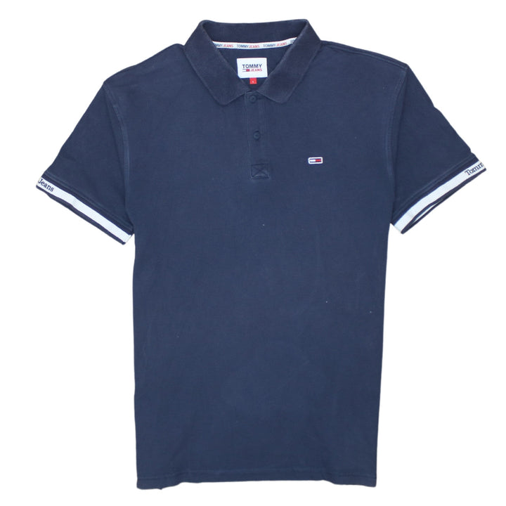 Tommy Jeans Men's Blue Cotton Polo Shirt L Regular Fit