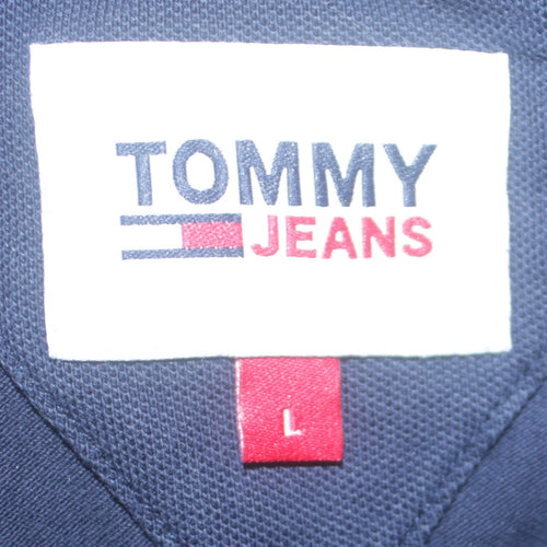Tommy Jeans Men's Blue Cotton Polo Shirt L Regular Fit
