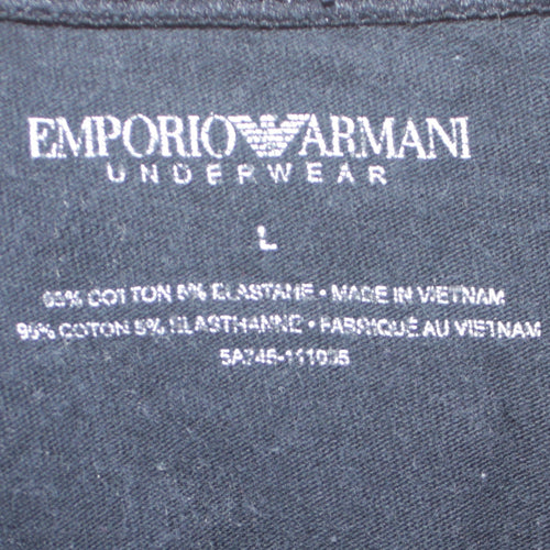 Emporio Armani Men's Black Slim Fit Logo T-Shirt Size L
