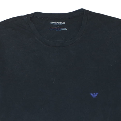 Emporio Armani Men's Black Slim Fit Logo T-Shirt Size L