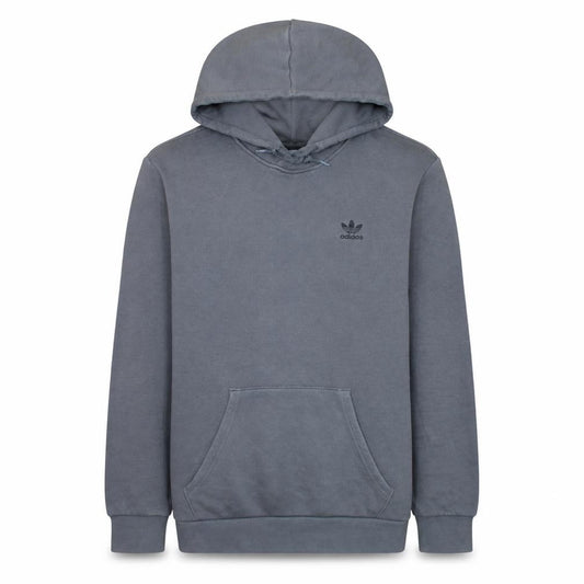 Front view of Adidas Men's Grey Pullover Hoodie, size M, Hooded Fleece Sweatshirt