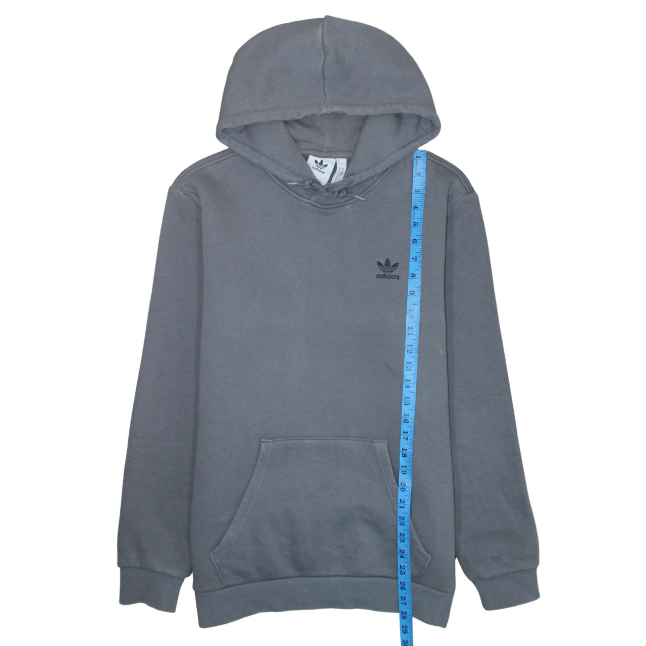 Adidas Men's Grey Pullover Hoodie Size M Hooded Fleece Sweatshirt