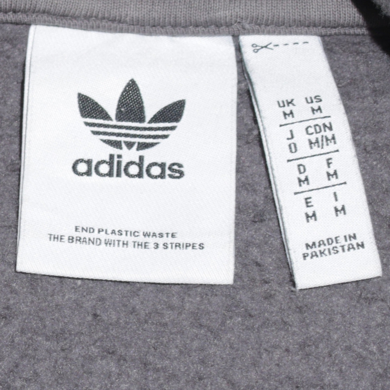 Adidas Men's Grey Pullover Hoodie Size M Hooded Fleece Sweatshirt