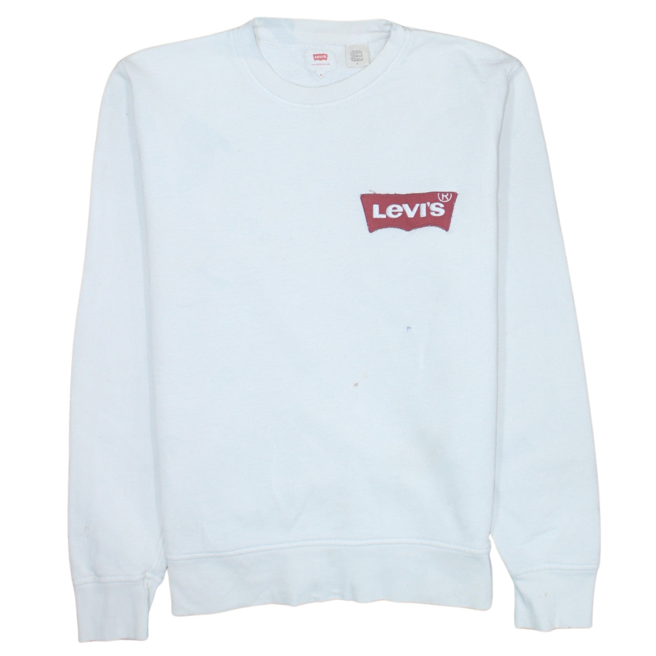 Levi's Mens White Crew Neck Logo Pullover Sweatshirt Size M