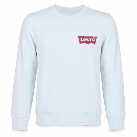 Front view of Levi's men’s white crew neck logo pullover sweatshirt, size M