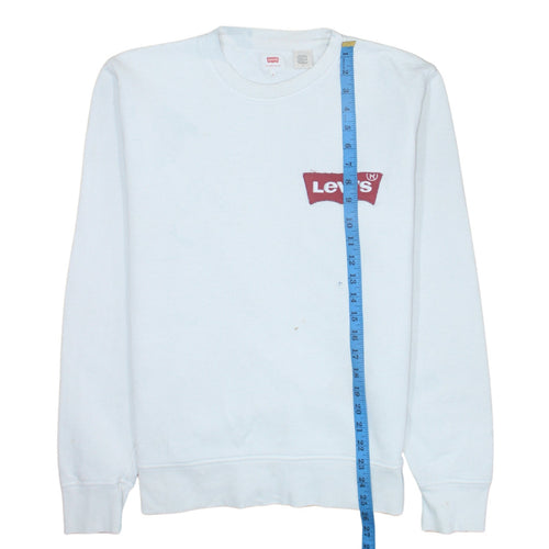 Levi's Mens White Crew Neck Logo Pullover Sweatshirt Size M