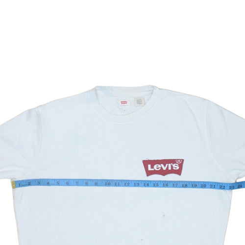 Levi's Mens White Crew Neck Logo Pullover Sweatshirt Size M