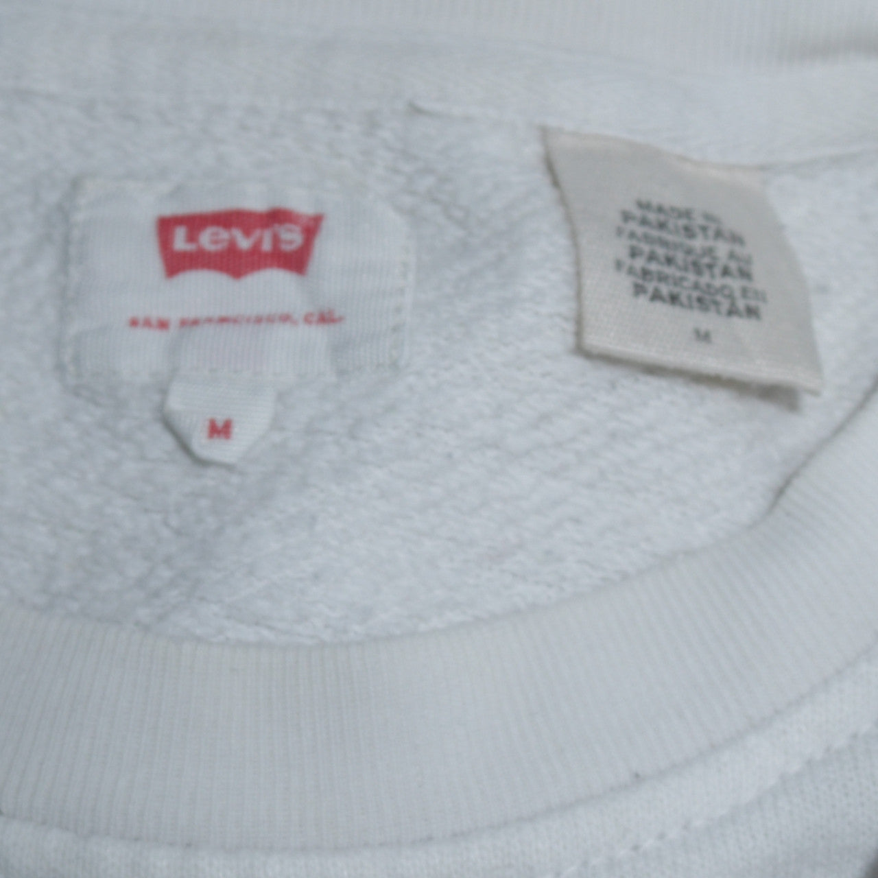 Levi's Mens White Crew Neck Logo Pullover Sweatshirt Size M