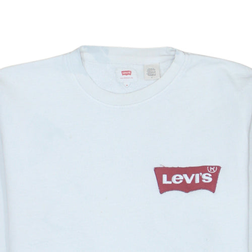 Levi's Mens White Crew Neck Logo Pullover Sweatshirt Size M