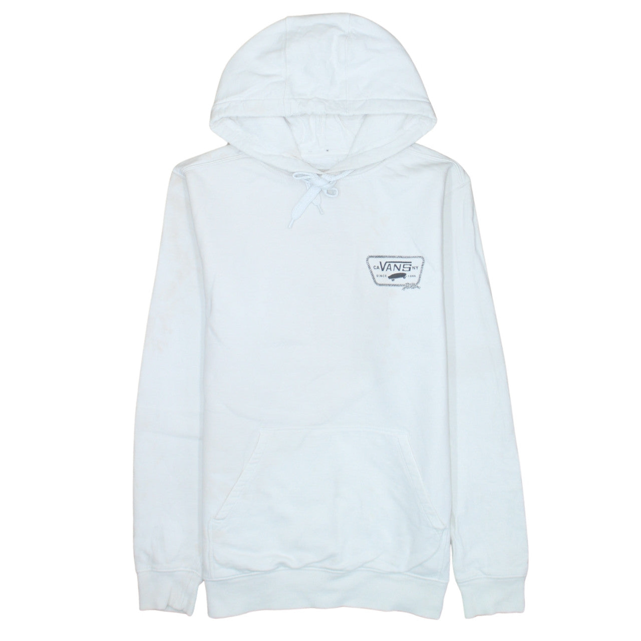 Vans Men's White Pullover Hoodie Small Graphic Logo Skate Style