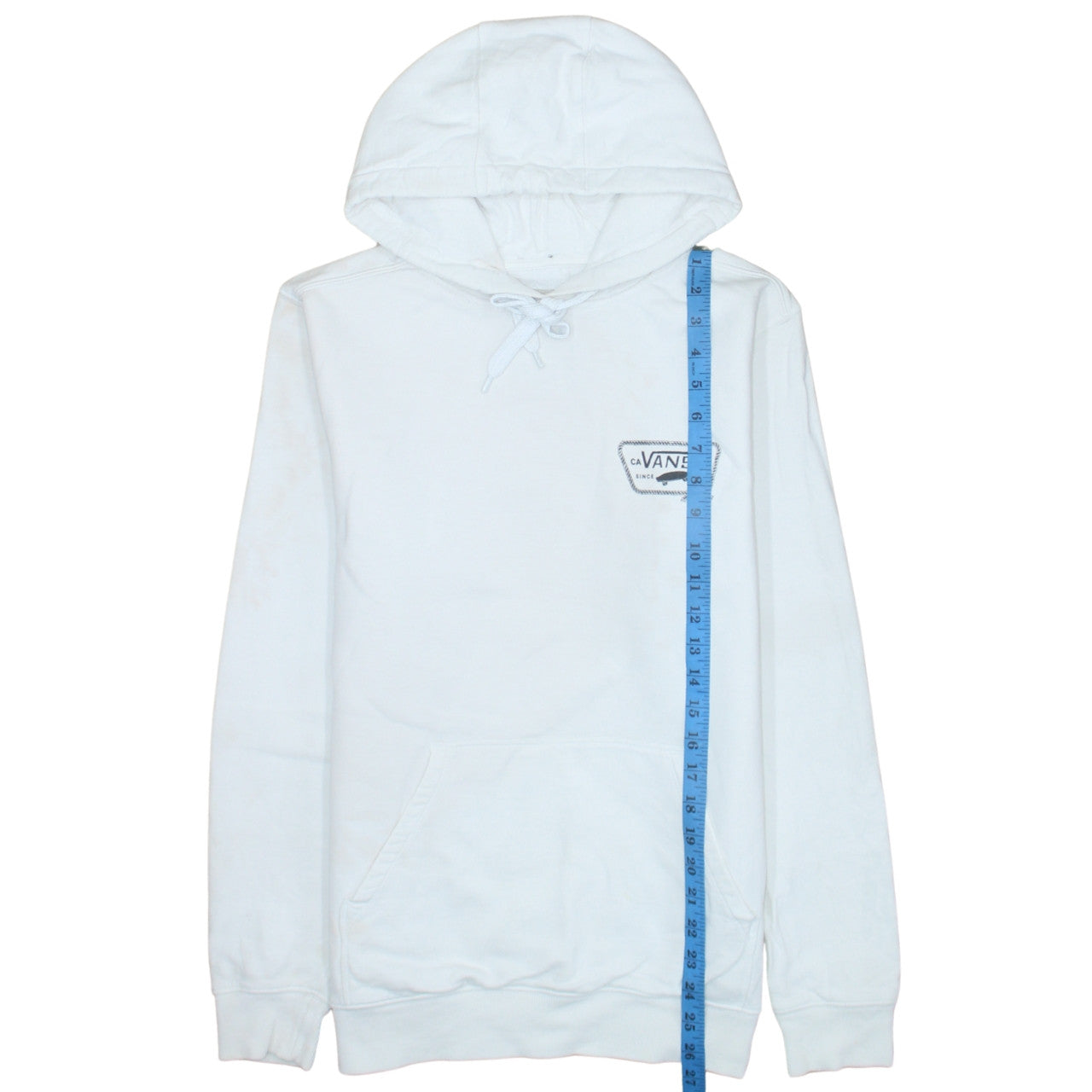 Vans Men's White Pullover Hoodie Small Graphic Logo Skate Style