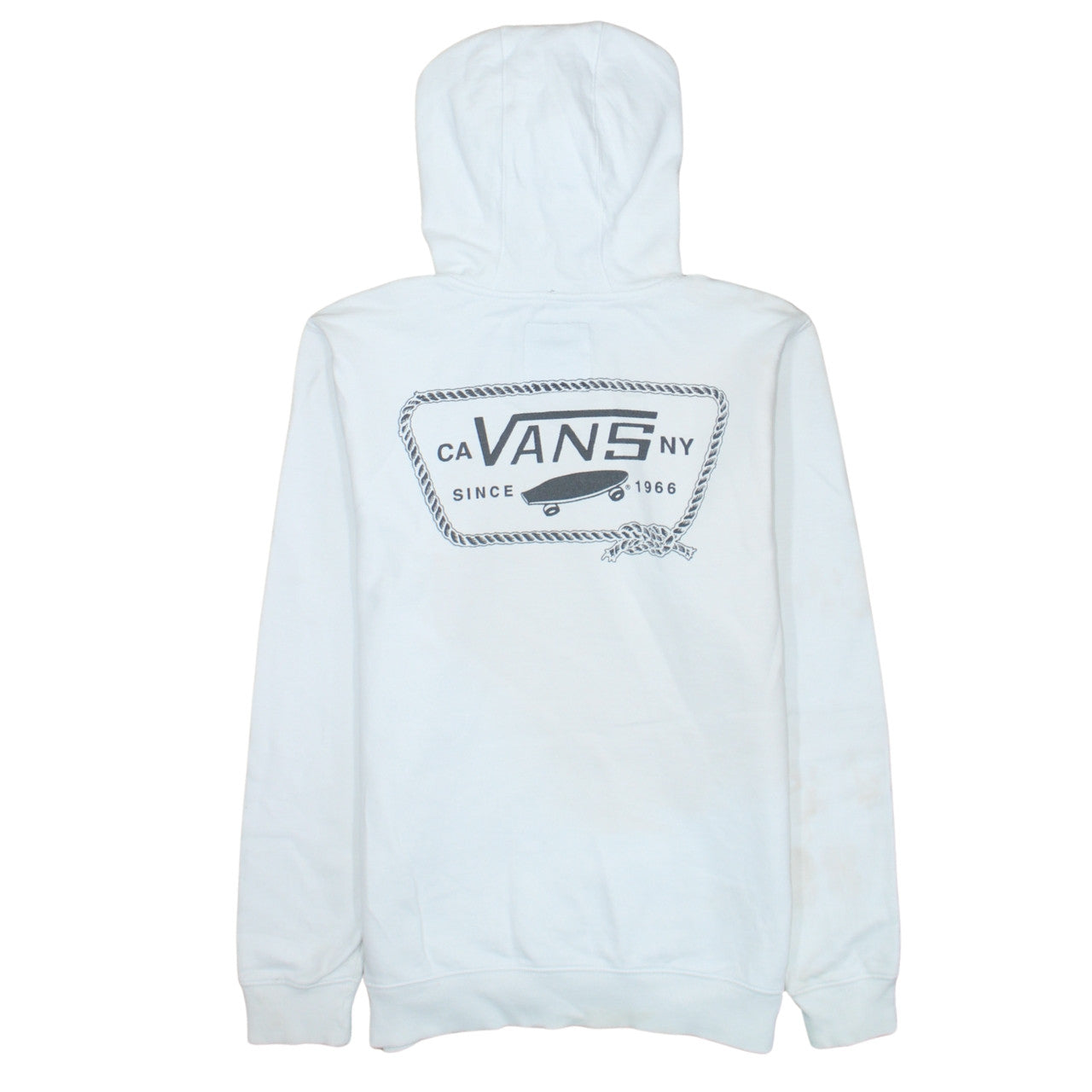 Vans Men's White Pullover Hoodie Small Graphic Logo Skate Style