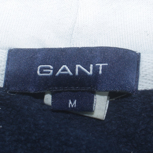 Gant Men's Blue Pullover Hoodie M Embroidered Logo New Haven Cotton