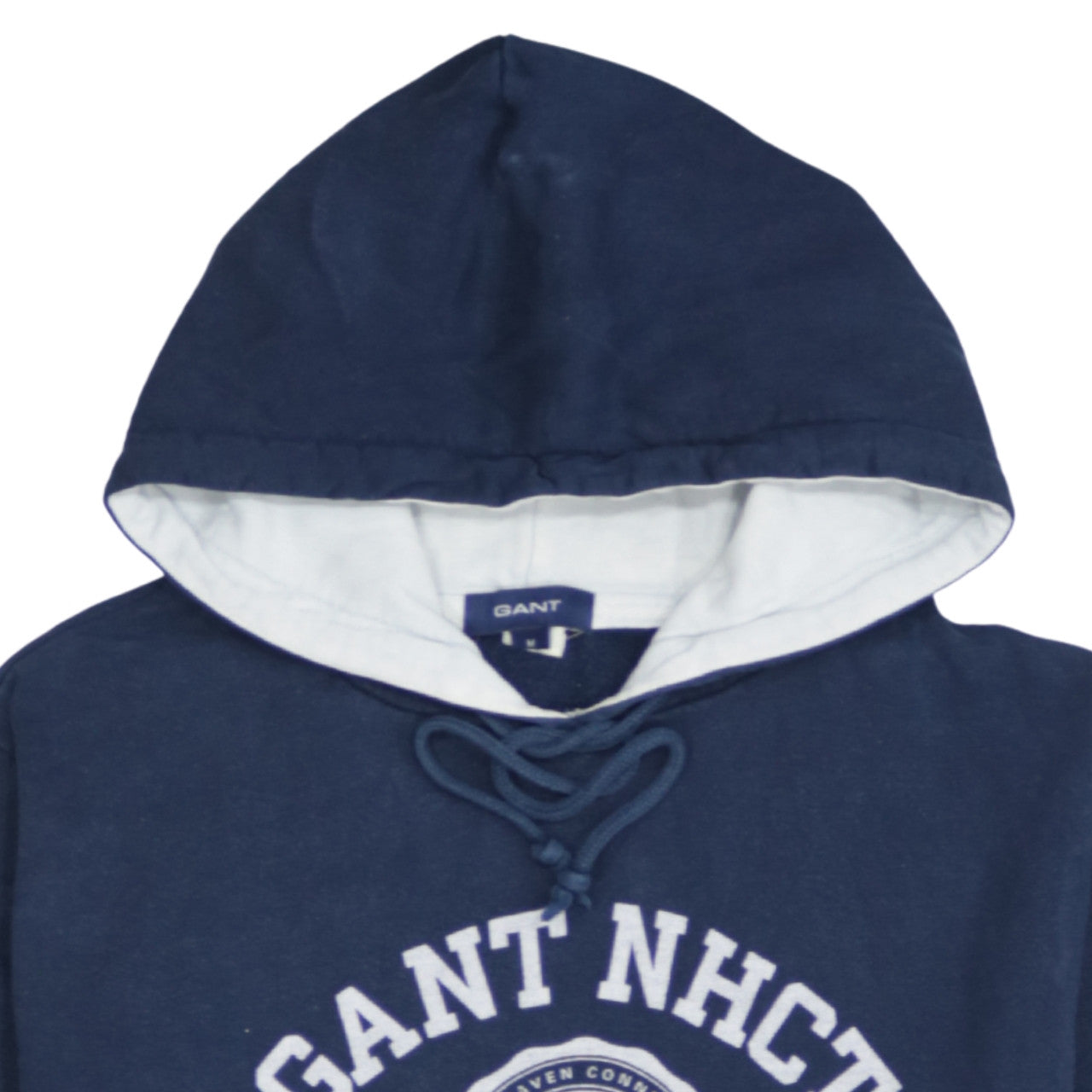 Gant Men's Blue Pullover Hoodie M Embroidered Logo New Haven Cotton