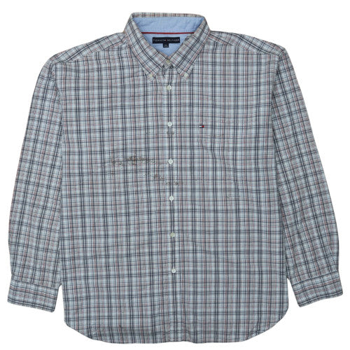 Tommy Hilfiger Men’s Blue Check Long Sleeve Button-Down Shirt 2XL