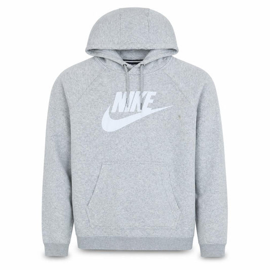 Front view of Nike Men’s Grey Pullover Hoodie Small Graphic Logo Sports Fleece