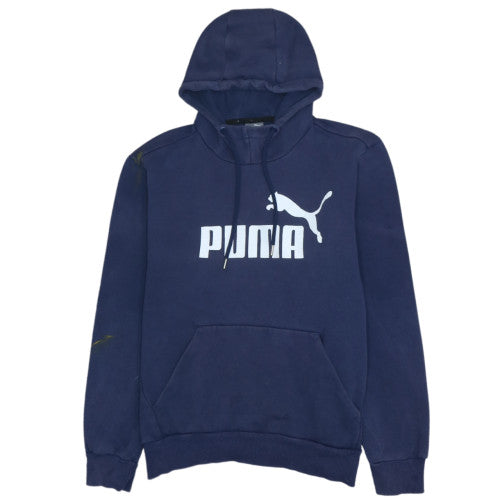 Puma Mens Blue Pullover Hoodie S - Graphic Logo Cotton Blend