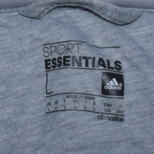 Adidas Men's Grey Full Zip Hoodie L Sports Essentials Climalite