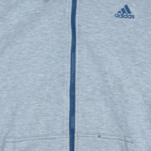 Adidas Men's Grey Full Zip Hoodie L Sports Essentials Climalite