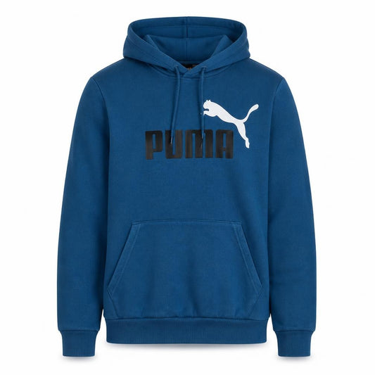 Front view of Puma Men's Blue Pullover Hoodie Small Logo Sportswear