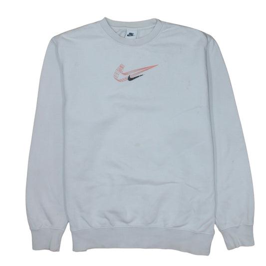 Nike Men's White Graphic Logo Sweatshirt M Pullover Fleece