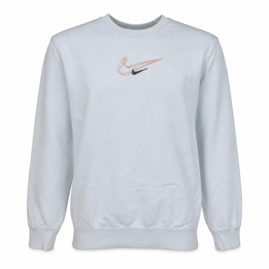 Front view of Nike Men's White Graphic Logo Sweatshirt M Pullover Fleece
