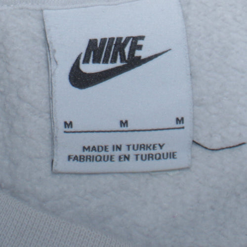 Nike Men's White Graphic Logo Sweatshirt M Pullover Fleece