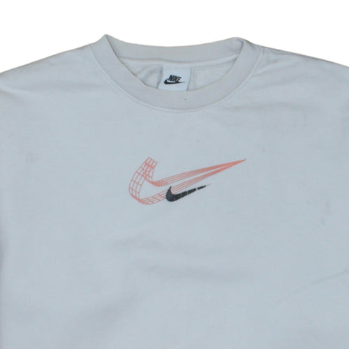 Nike Men's White Graphic Logo Sweatshirt M Pullover Fleece