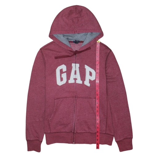 GAP Men's Red Full Zip Hoodie Small Fleece Graphic Logo Sweatshirt