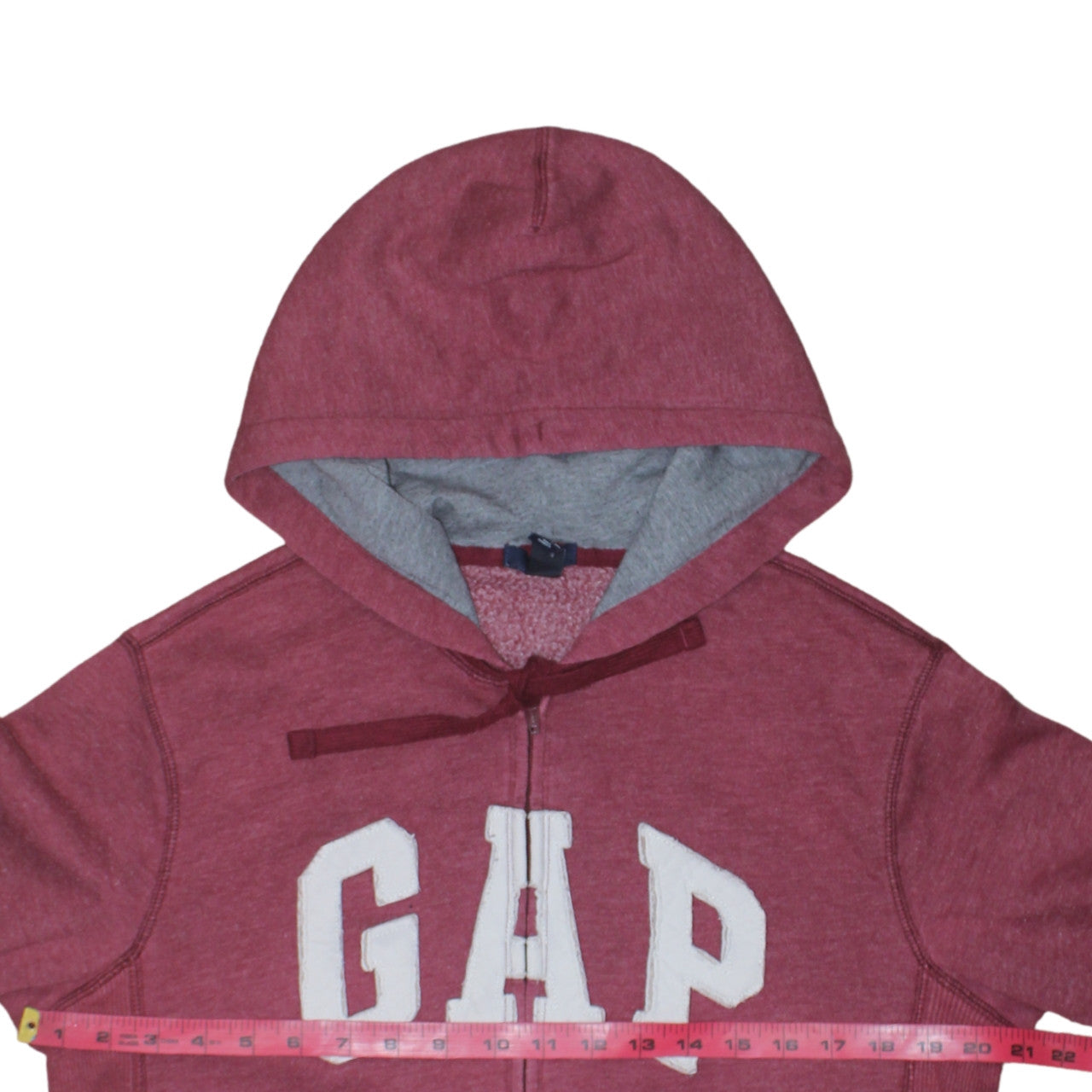 GAP Men's Red Full Zip Hoodie Small Fleece Graphic Logo Sweatshirt
