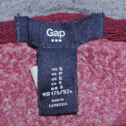 GAP Men's Red Full Zip Hoodie Small Fleece Graphic Logo Sweatshirt