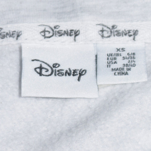 Disney Womens Grey XS Pullover Hoodie with Logo Print