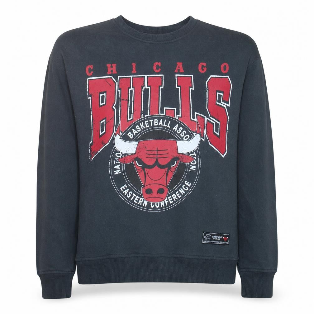 Front view of Primark NBA Chicago Bulls Black Sweatshirt Women S Graphic Print Pullover