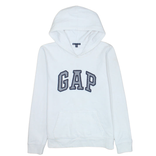 GAP Men's White Pullover Hoodie M Logo Fleece Sweatshirt