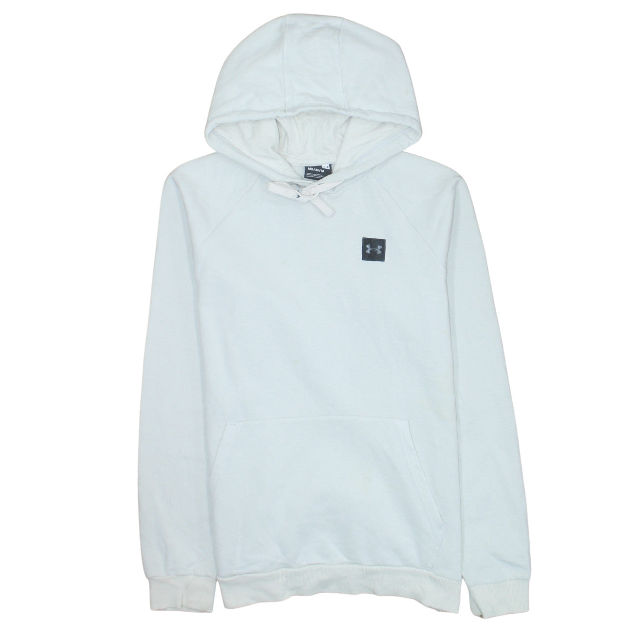 Under Armour Men White Pullover Hoodie Medium Fleece Regular Fit