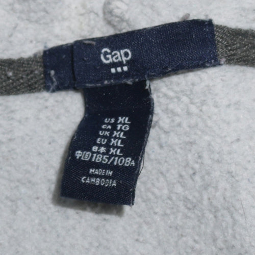 GAP Mens Grey XL Full Zip Hoodie Logo Fleece Sweatshirt