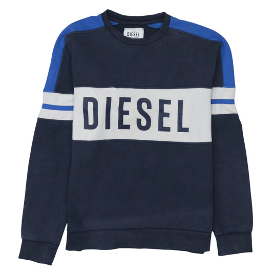 Diesel Men's Blue Logo Pullover Sweatshirt L Regular Fit
