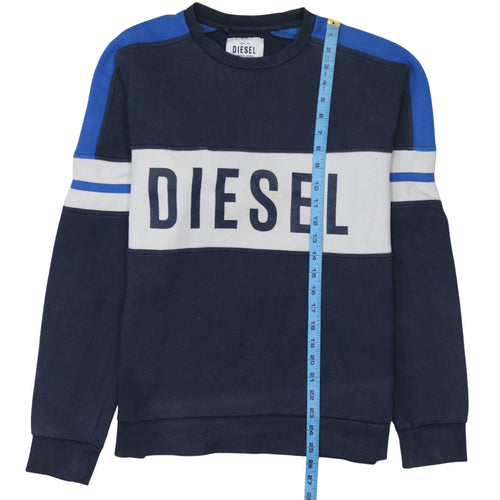 Diesel Men's Blue Logo Pullover Sweatshirt L Regular Fit