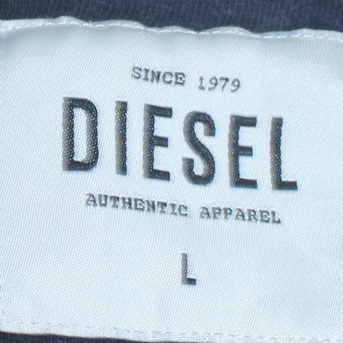Diesel Men's Blue Logo Pullover Sweatshirt L Regular Fit
