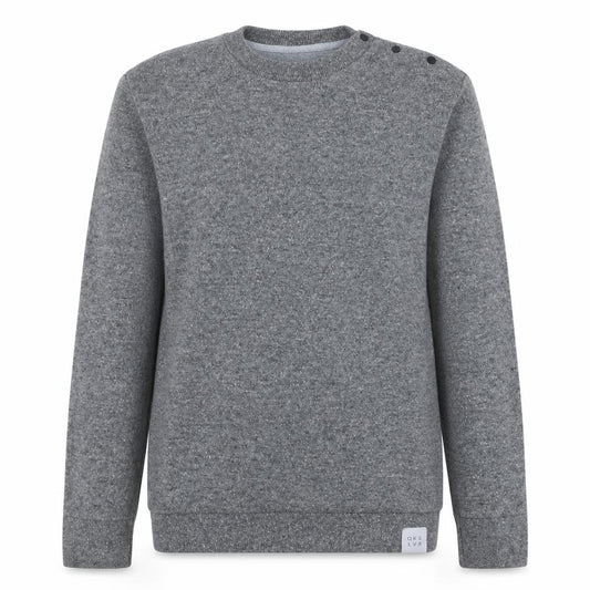 Front view of Quiksilver Men's Grey Pullover Sweatshirt L Classic Fit